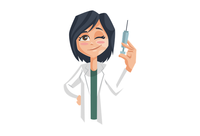 Female Doctor with Vaccine  Illustration