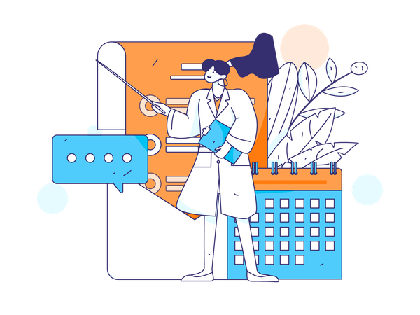 Female Doctor working with medical schedule  Illustration