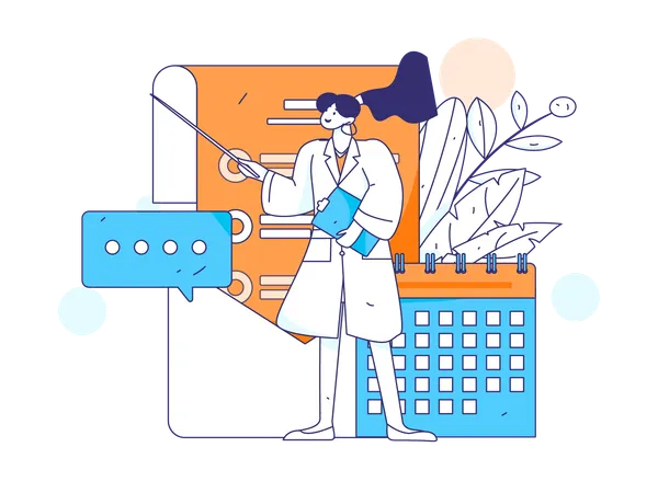 Female Doctor working with medical schedule  Illustration