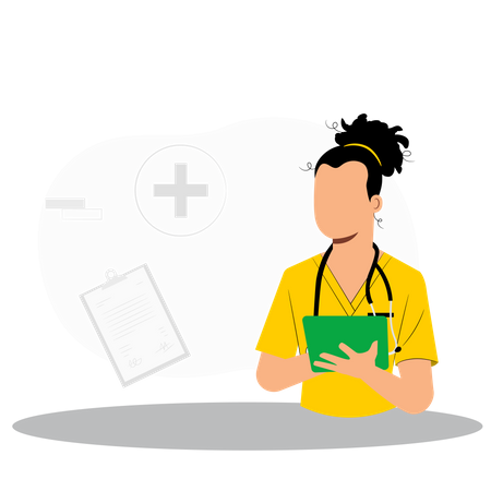 Female doctor writing medicine prescription  Illustration