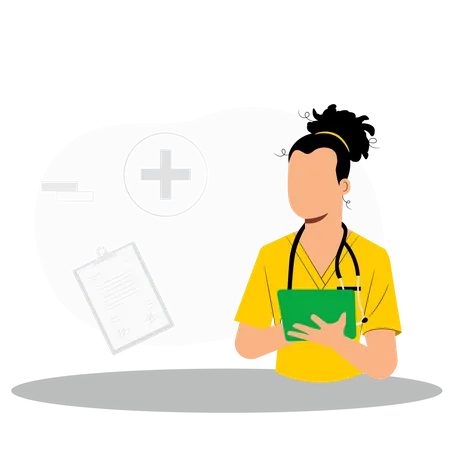 Female doctor writing medicine prescription  Illustration