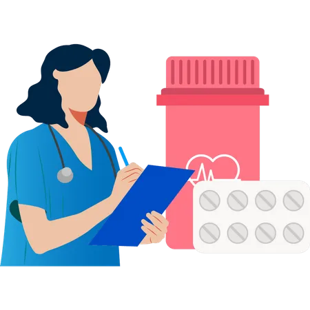 Female doctor writing prescription  Illustration