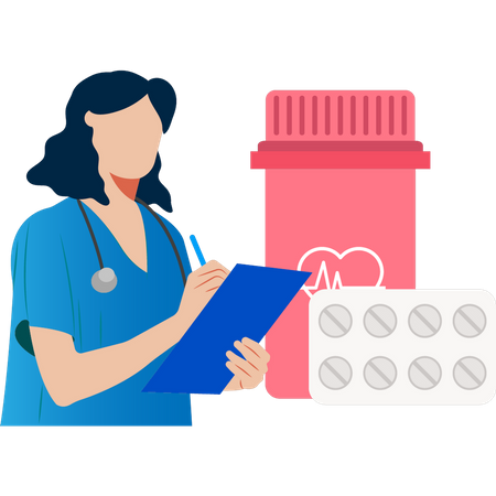 Female doctor writing prescription  Illustration