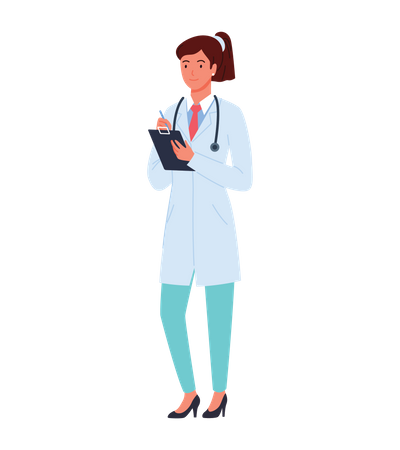 Female Doctor writing prescription  Illustration