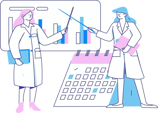 Female doctors doing medical analysis  Illustration