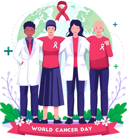 Female doctors with cancer patients  Illustration