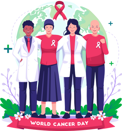 Female doctors with cancer patients  Illustration