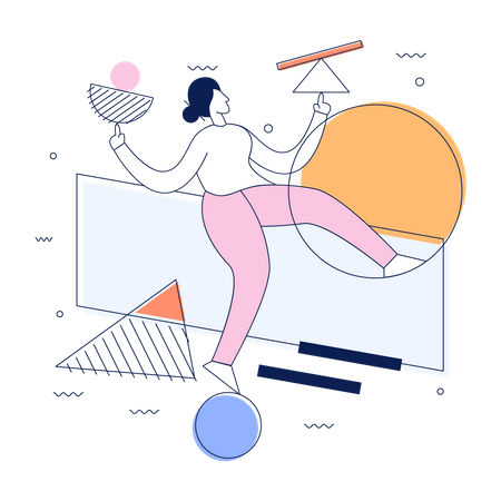 Female doing balance Illustration
