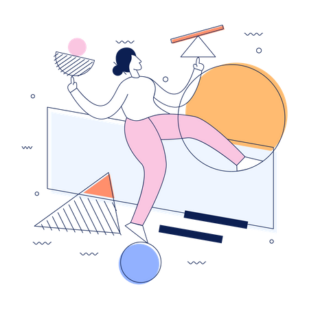 Female doing balance  Illustration