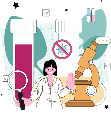 Female doing blood test  イラスト