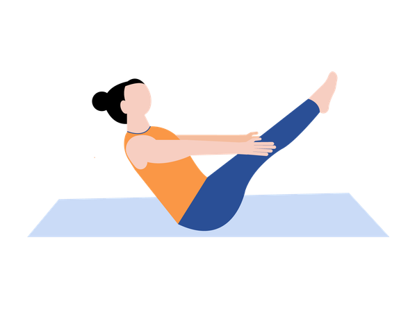 Female Doing Boat Pose  Illustration