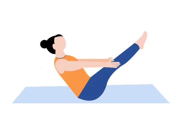 Female Doing Boat Pose  Illustration