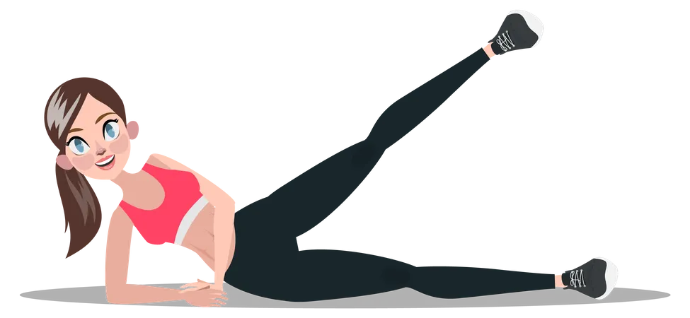 Female doing body stretching Illustration