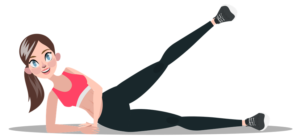 Female doing body stretching  Illustration