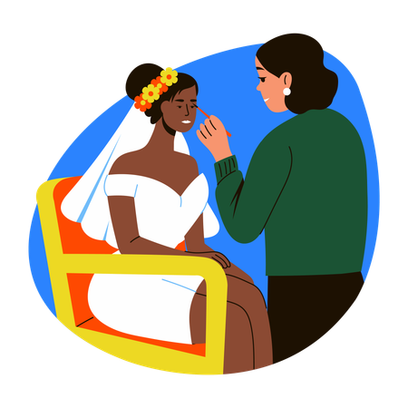 Female doing Bridal makeup  Illustration
