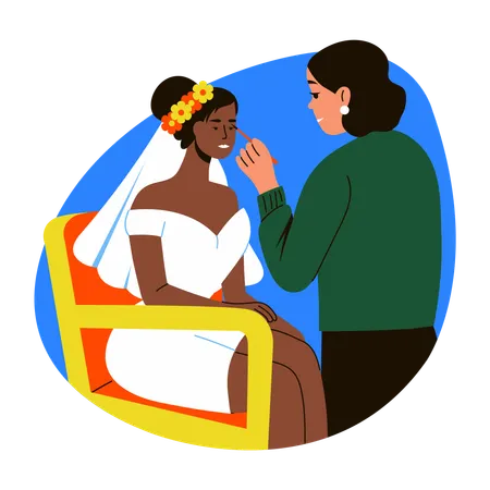 Female doing Bridal makeup  Illustration