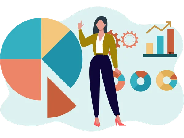 Female Doing Business Analytics  Illustration