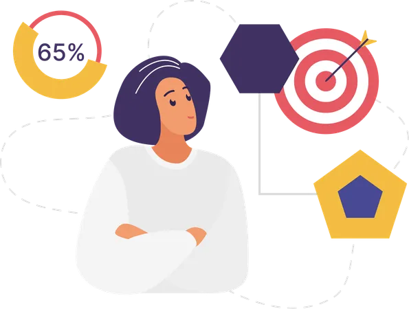 Female doing business data analysis  Illustration