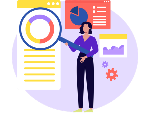 Female Doing business data research  Illustration