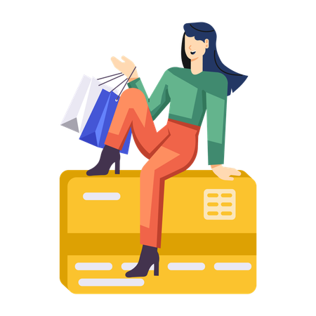Female doing card payment for shopping  Illustration