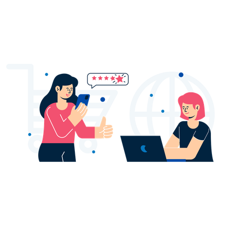 Female doing Customer Feedback & Reviews  Illustration
