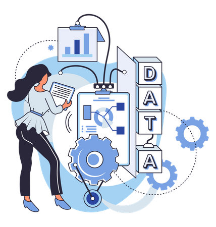 Female doing data analysis  Illustration