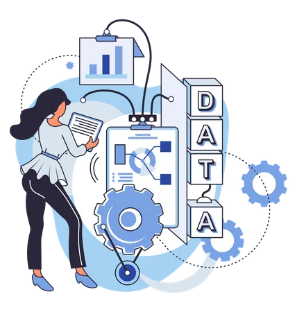 Female doing data analysis  Illustration