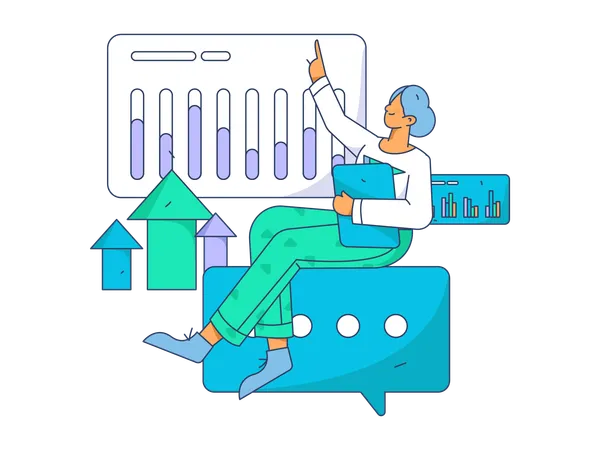 Female doing data analysis  Illustration