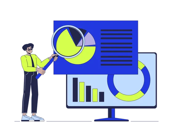 Female doing data analysis  Illustration