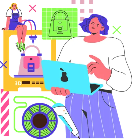 Female doing digital shopping  Illustration