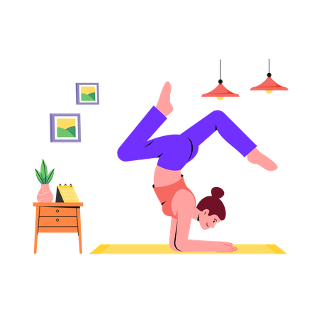 Female Doing Elbow Stand  Illustration