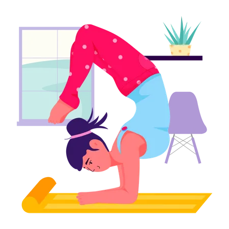 Female doing Elbow Stand  イラスト