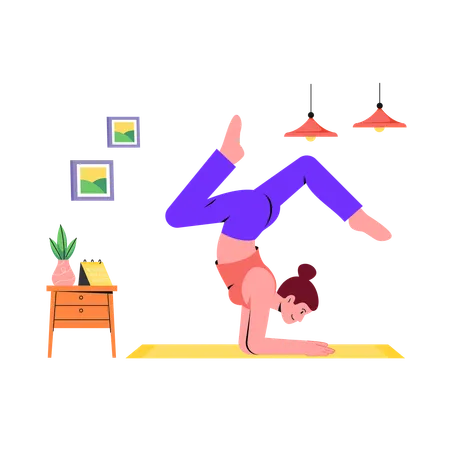 Female Doing Elbow Stand  Illustration