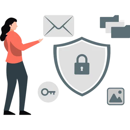 Female doing email protection  Illustration