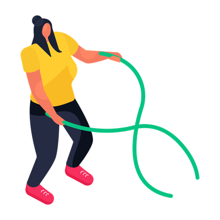 Female doing exercise with rope  Illustration