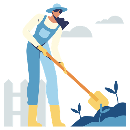 Female doing Farming  Illustration