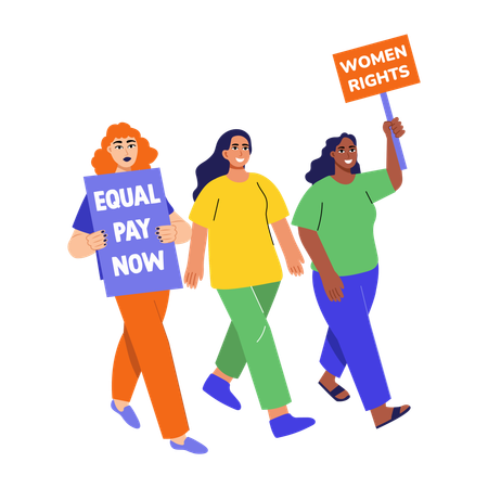 Female doing feminist march  Illustration
