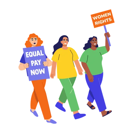Female doing feminist march  Illustration