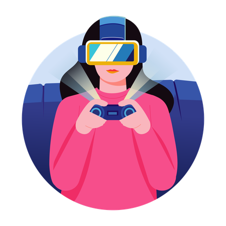 Female doing gaming experience  Illustration
