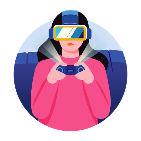 Female doing gaming experience  Illustration