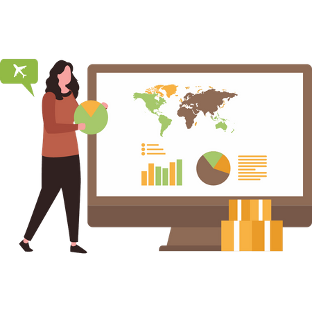 Female doing global marketing  Illustration