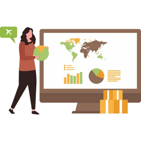 Female doing global marketing  Illustration