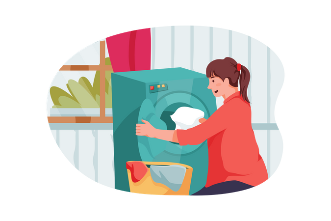 Female doing laundry  Illustration