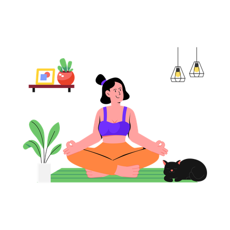 Female Doing Lotus Pose  Illustration