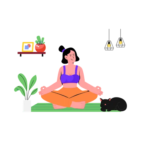 Female Doing Lotus Pose  Illustration