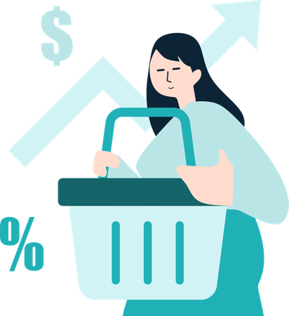 Female Doing Market Inflation  Illustration