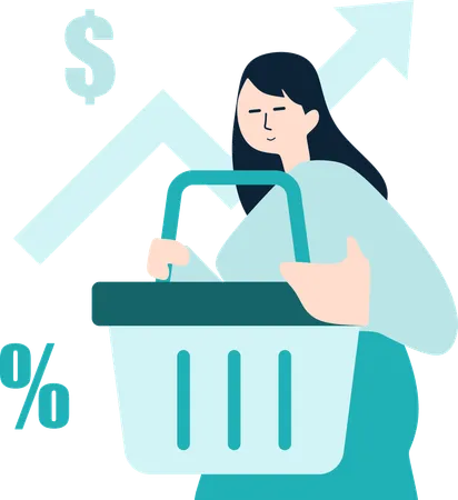 Female Doing Market Inflation  Illustration