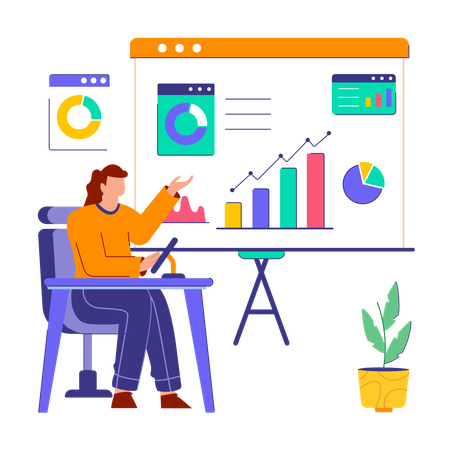 Female doing Marketing Metrics  Illustration