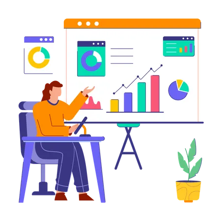 Female doing Marketing Metrics  Illustration