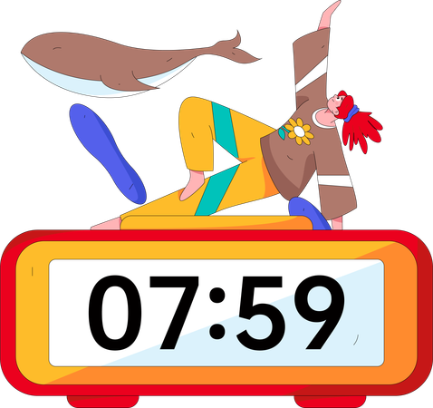 Female Doing Morning Exercise  Illustration